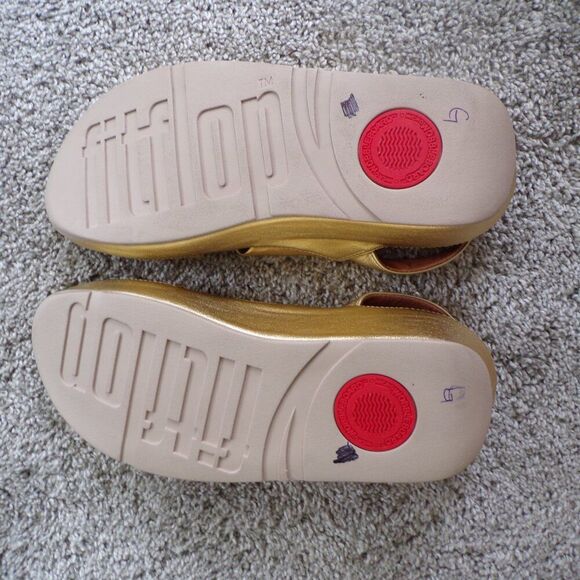 Fitflop gold platform summer sandals 10 - Picture 6 of 8